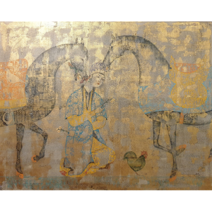 Two Horses And Miniature Woman-00302